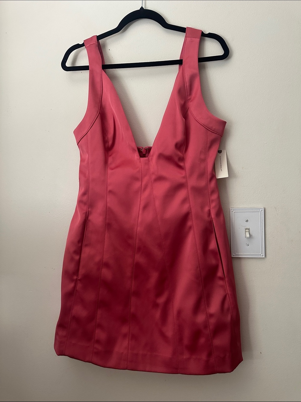Anthropologie Pink V-Neck Mini Dress Pockets size 8